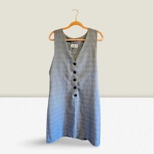 Vintage Worthington Vest Style Dress Womens  16 M Black And White Herrinhbone